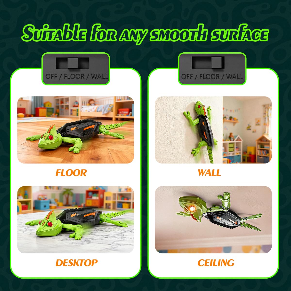 Wall Climbing RC Toy for Kids Boys Girls Indoor - Remote Control Gecko Crawler Robotic Car, Rechargeable Electric Chameleon Robots, Fun Gifts, Interactive Birthday Toys for 3 4 5 6 7 8 Year Old