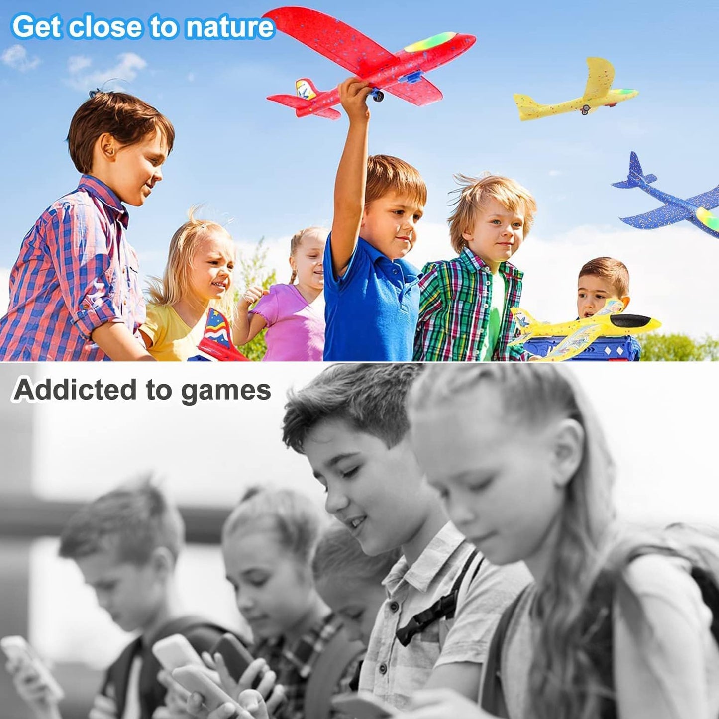 BAREEK 3 Pack Airplane Launcher Toy Kids, Led Foam Glider Fighters Outdoor Toys, 3 Flight Mode Foam Flying Toy 4 5 6 7 8 9-13 Year Old Boys Girls Birthday Gifts