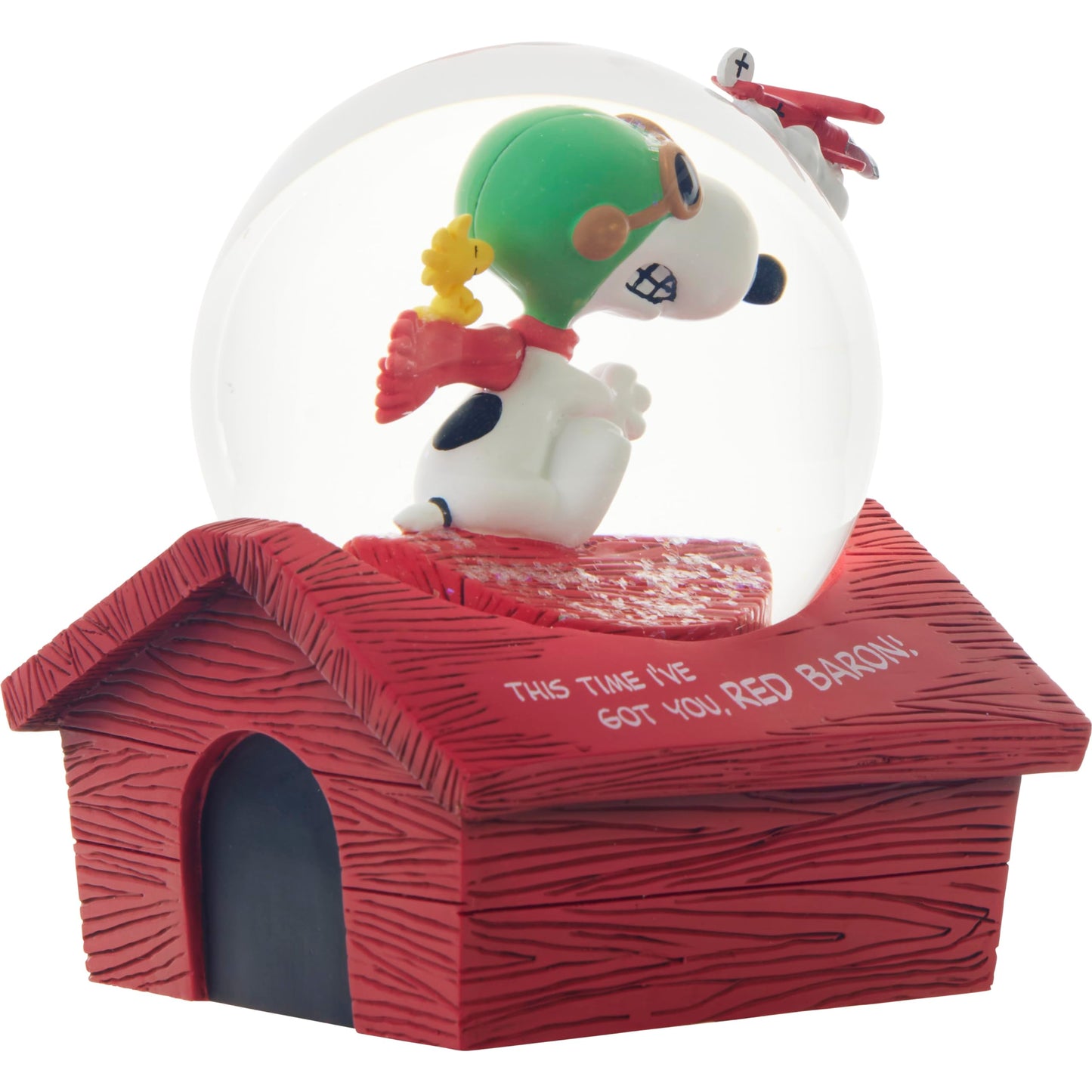 Precious Moments Peanuts Musical Snow Globe | This Time I've Got You, Red Baron! Musical Snow Globe | Snoopy & Woodstock Décor | Collectible