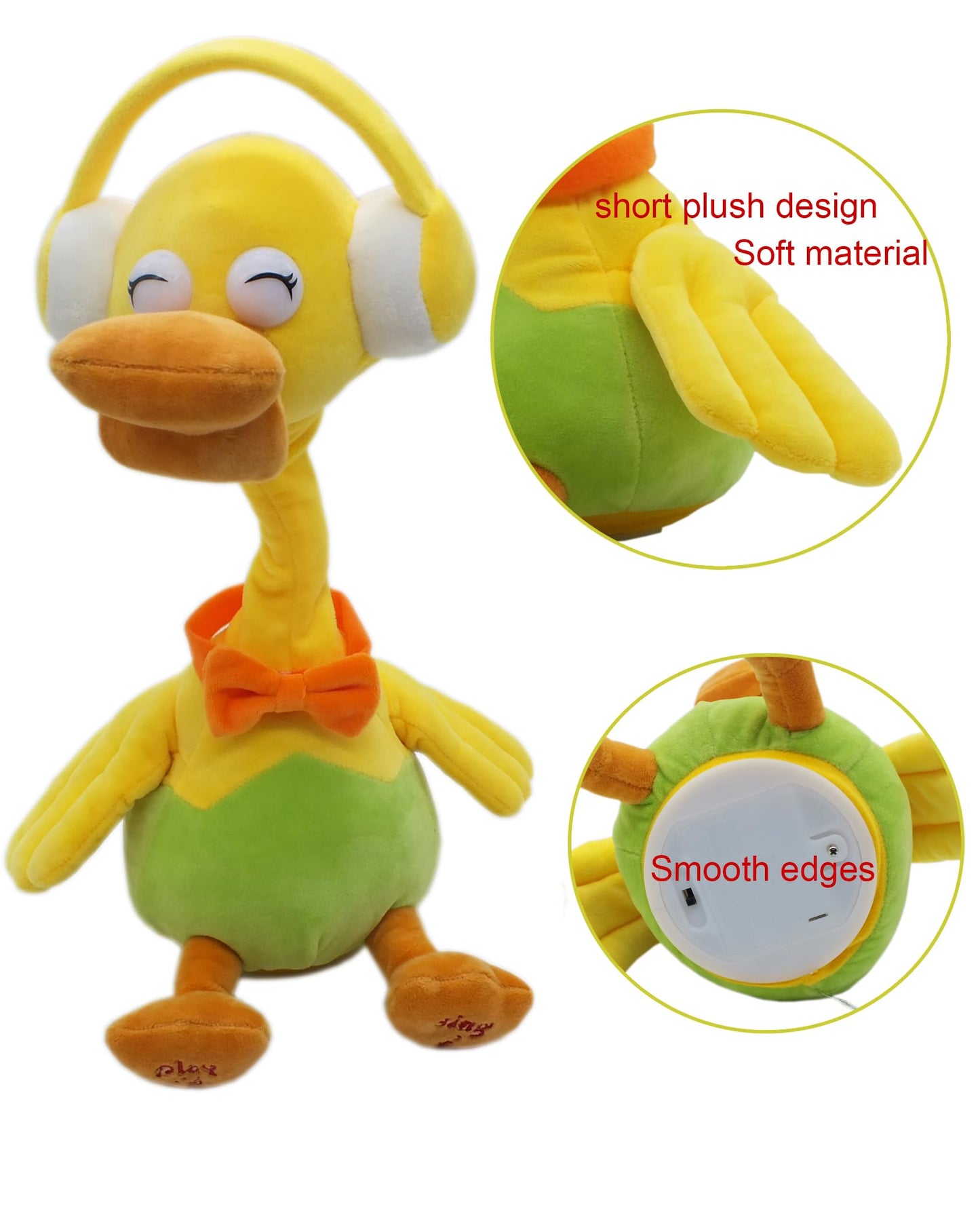Talking Duck Toy Mimicking Recording Plush & Interactive Toy ，With Twisting Neck and Flapping Wings, Repeating What You Say，Singing, Recording, for Kids Gift for Boy & Girl（Headphone Duck Toy).