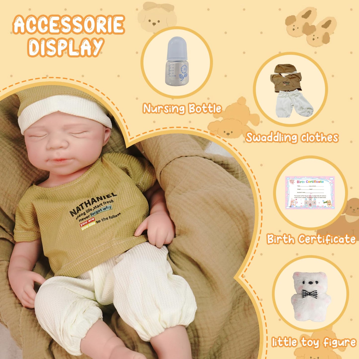 MEIVCOS 18.3 in Full Silicone Reborn Baby Dolls, 1:1 Lifelike Newborn Dolls Non Vinyl Realistic Reborn Toddler Dolls Boy Washable Sleeping Doll