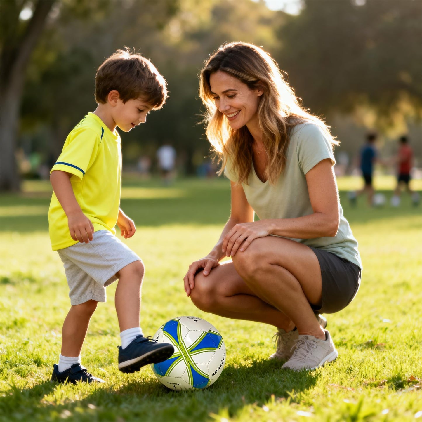 Aoneky Size 3 Soccer Ball for Kids with Pump - Eco-Friendly & Durable PVC Leather, Holds Air Well for Ages 5-8, Perfect for Outdoor Games & Recreational Play