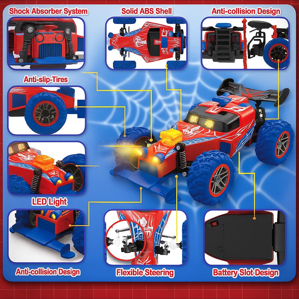 IPLAYBLOOM 2.4 GHz Remote Control Off-Road Racing Car,RC Cars Toys with Two Rechargeable Batteries and USB Charging, 1:16 Electric Vehicle Gifts for Kids Girls Boys