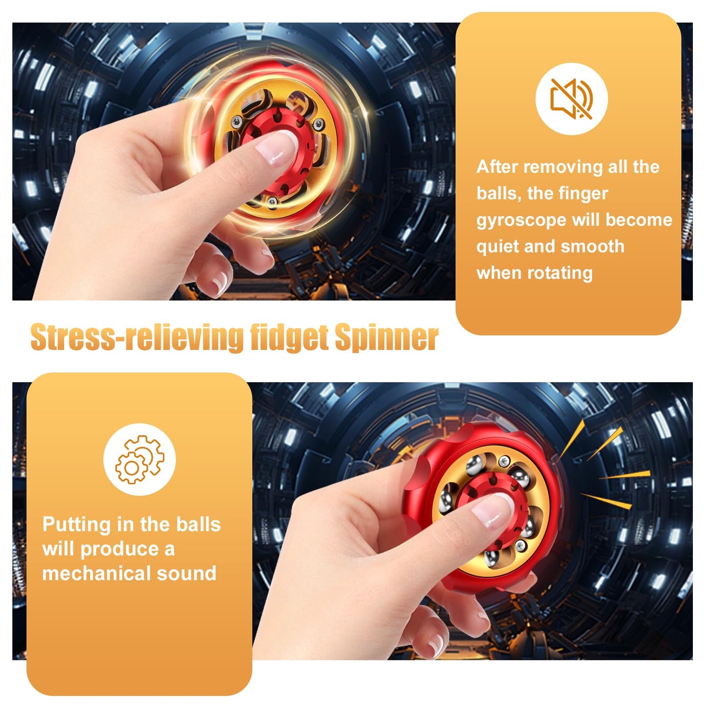 Bihevn Metal Precision Fidget Spinner - Anxiety Rotator & Restless Fidget Toy, Stress-Relief Tool for Adults & Kids A (red)