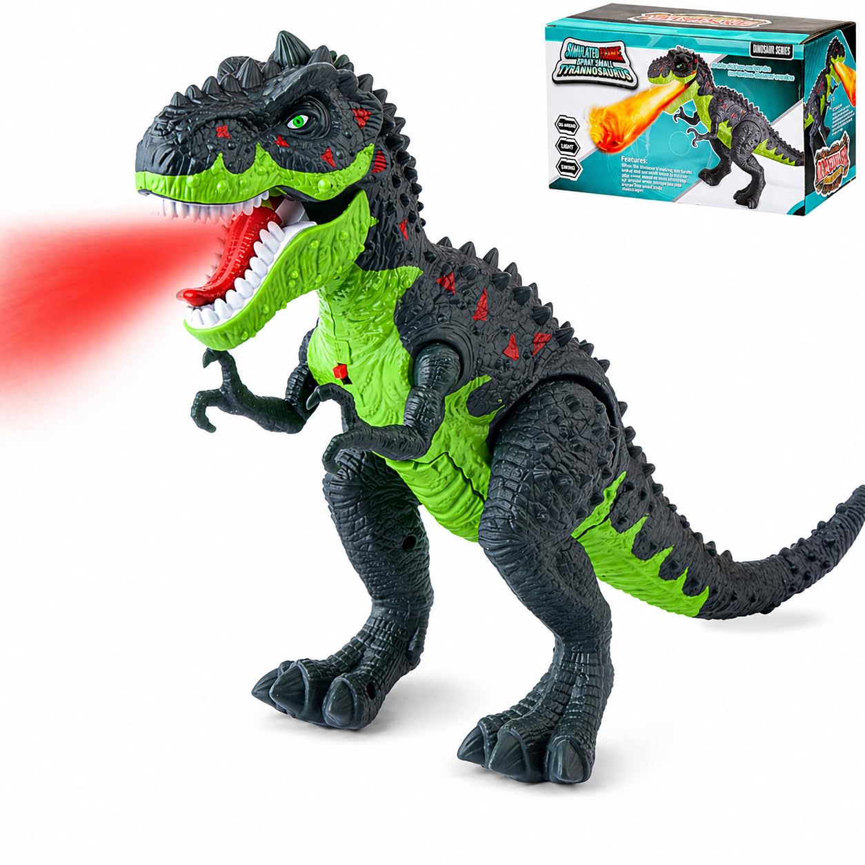 Unimoly Electric Walking T-Rex Dinosaur Toys for Kids 3-5, Realistic Roars & Flame Light Dinosaur Gifts for Boys Girls Toddlers Ages 3 4 5 6 7