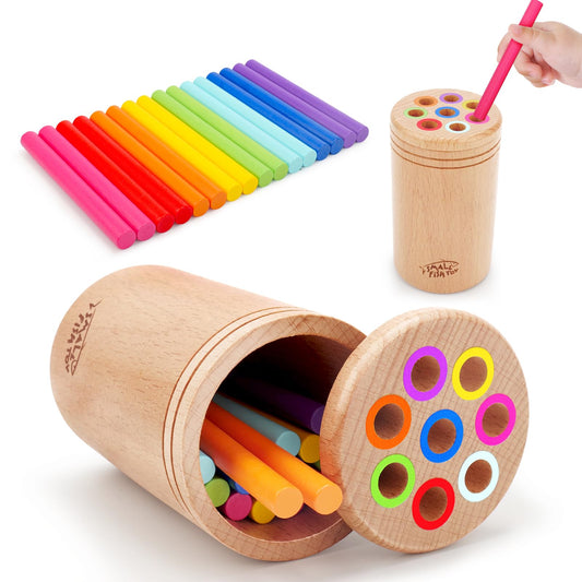 SMALL FISH Montessori Toys for 1-3 Year Old: Wooden Learning Color Sorting Toys for Toddlers Age 1 2 3, Fine Motor Developmental Sensory Travel Toys, Busy Board 18 Month Old Baby Gifts Boys Girls