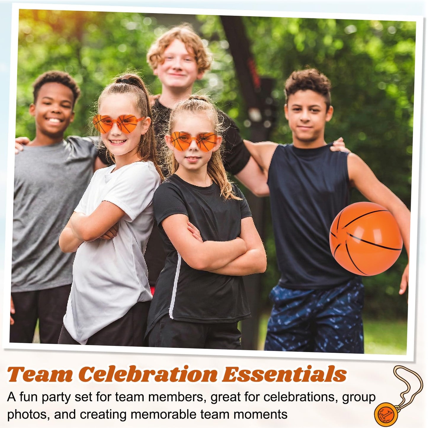 Mototo 24PCS Inflatable Basketball Beach Balls with Glasses, 16 Inch Blow up Basketball Inflatable Beach Balls Sport Plastic Glasses Bulk for Sport Birthday Senior Night Gift Summer Pool Party Favor