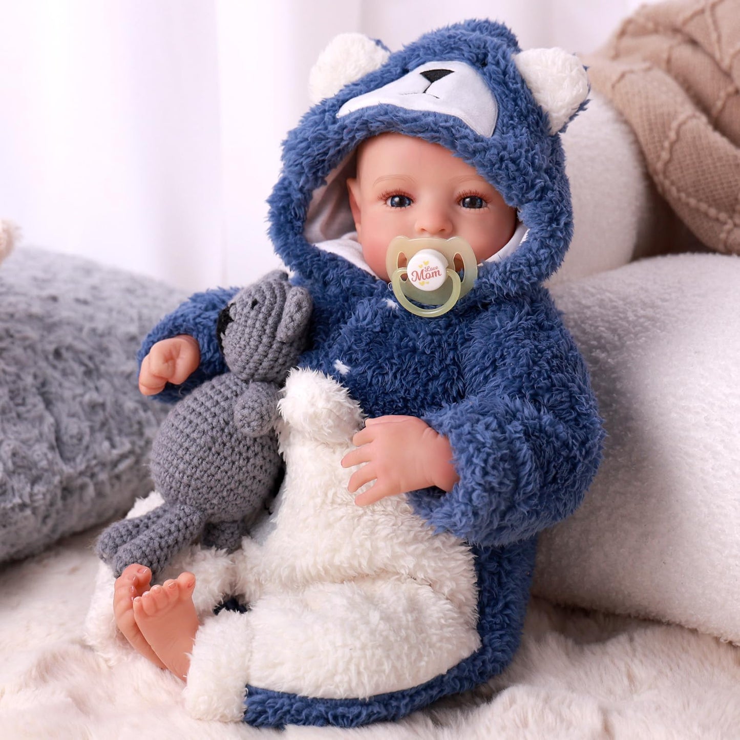 BABESIDE Realistic Reborn Baby Dolls Boy - Aiden(20 Inch) + Noah (17 Inch) Handmade Realistic Baby Doll Soft Body Realistic-Newborn Baby Doll with Toy & Gift Box for Kids Age 3 +
