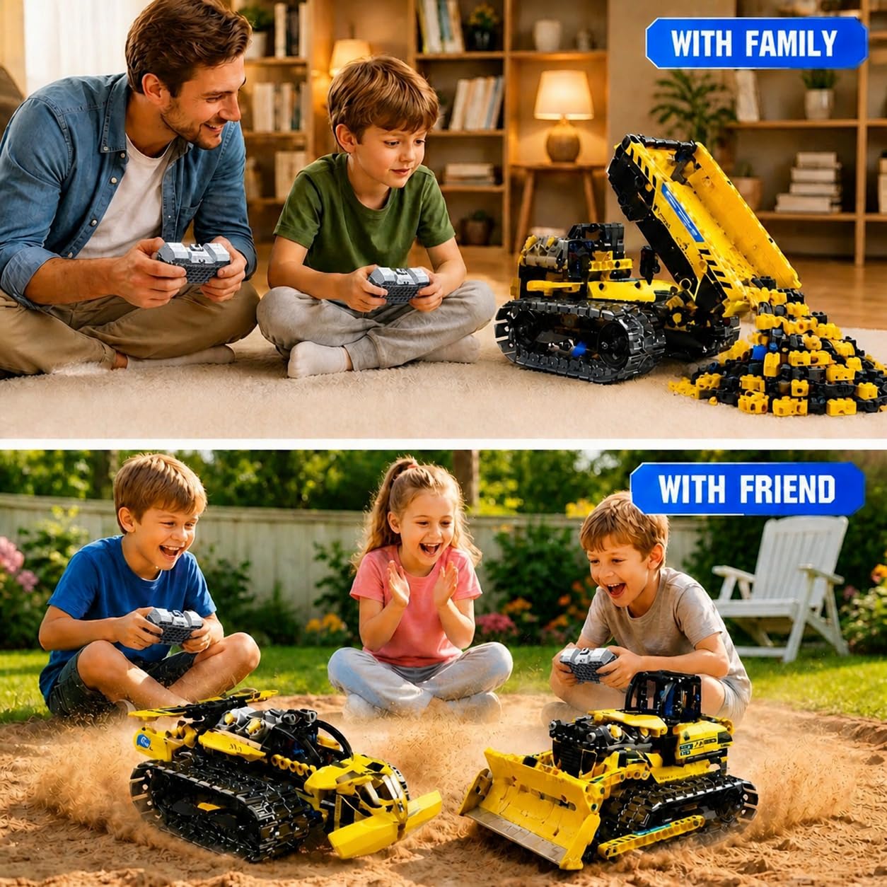 zinat 3 in 1 RC Bulldozer Building Set, STEM Construction Vehicle Kit with App & Remote Control, Tracked Engineering Toy Gift for Kids Boys Girls Ages 6+ - 452Pcs