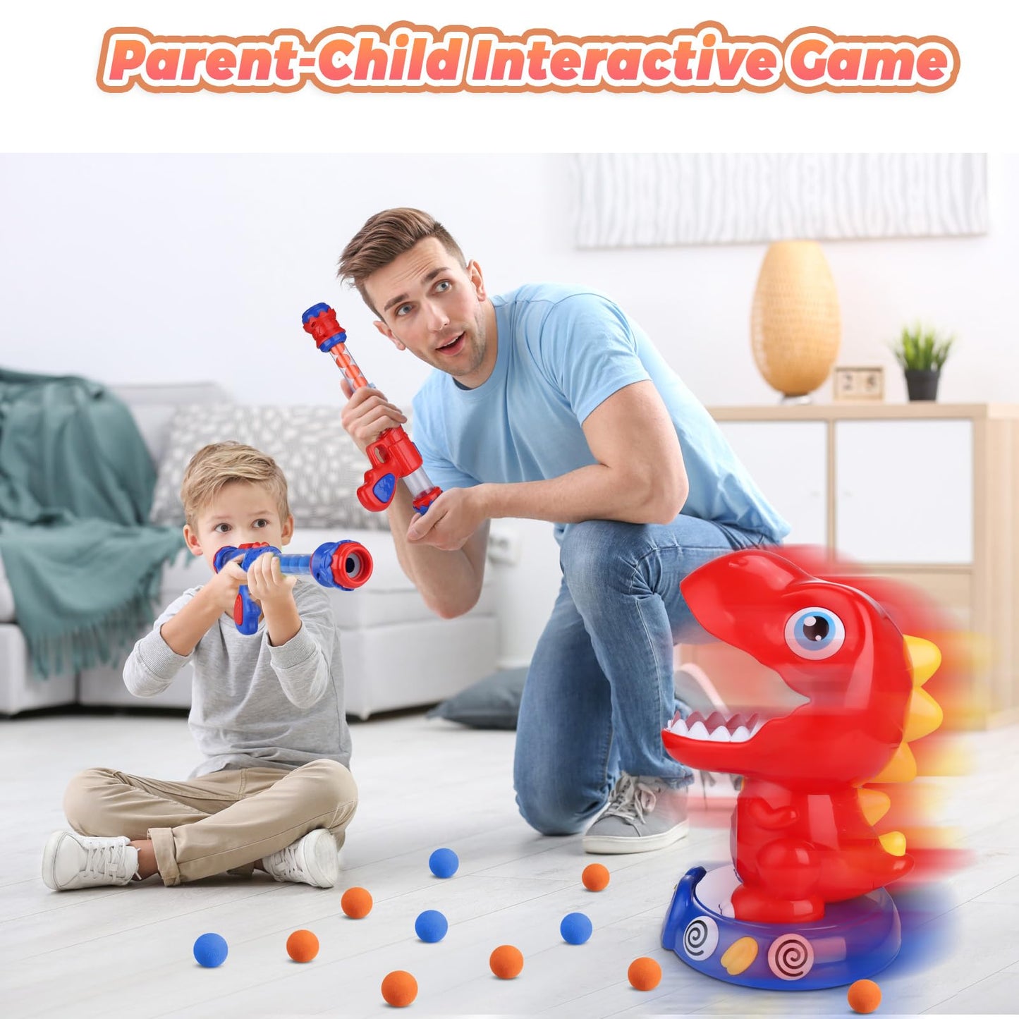 Movable Dinosaur Shooting Toys for 4 5 6 7 8 Year Old Boys Girls - Dinosaur Shooting Game with Score Record, Mist Spray, Light & Sound, Kids Christmas Birthday Gift