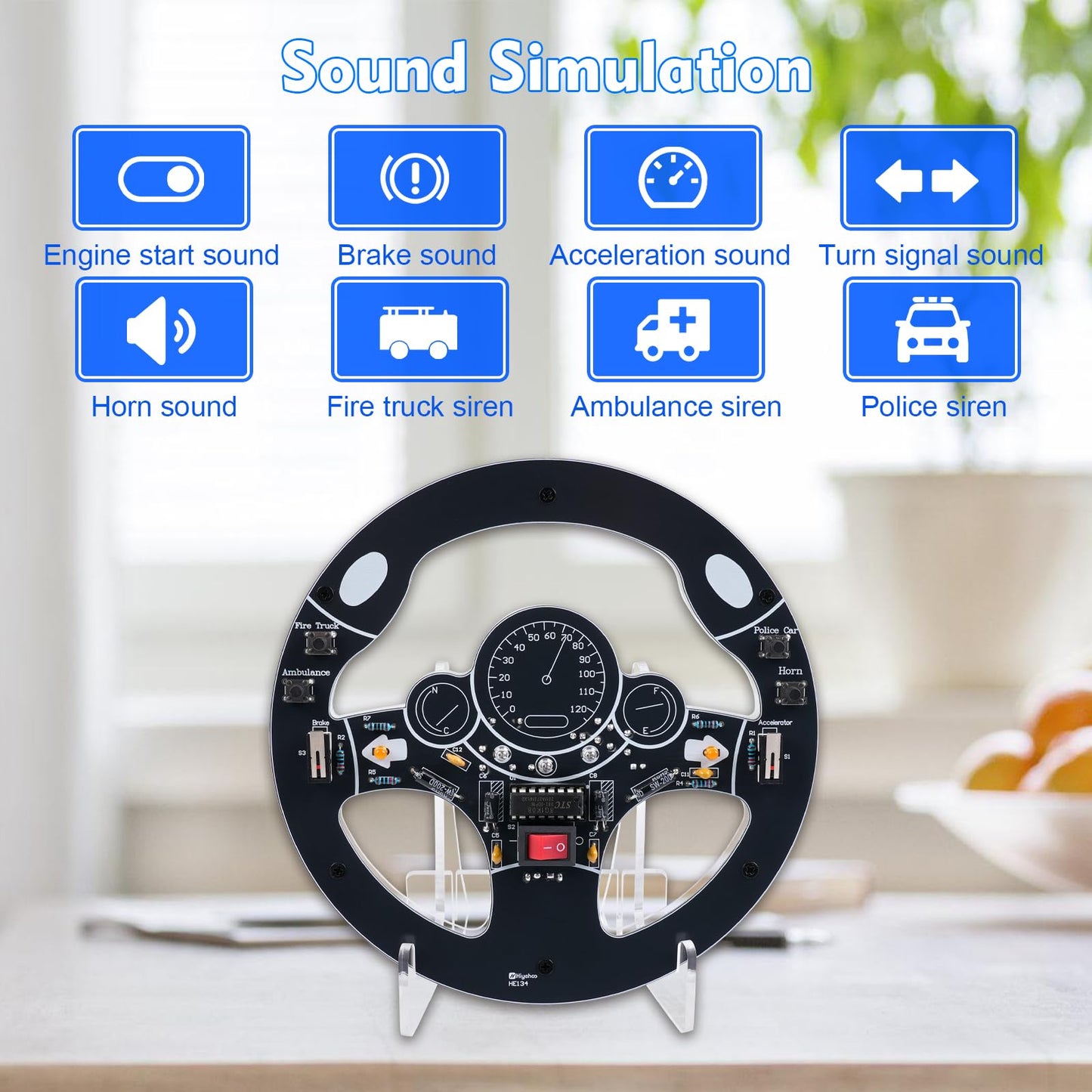 MIOYOOW DIY Steering Wheel Simulation Soldering Practice Kit, STEM Electronics Solder Project Car Wheel Simulator Circuit Board Soldering Kit for Home & School Learning