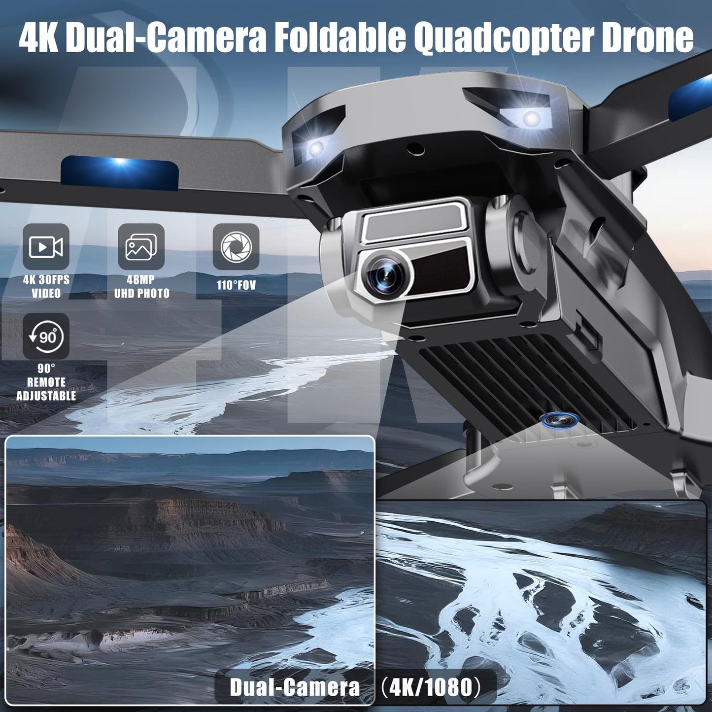 HHD Drone with 4K Camera for Adults Beginner, Under 249g with 32G TF Card (Black)