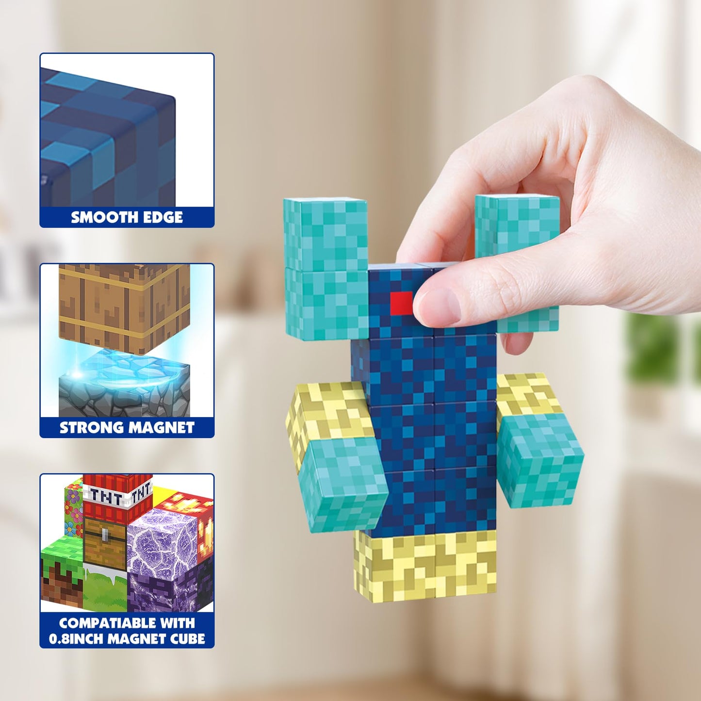 AIDYVOI Magnetic Blocks -100PCS Magnetic Building Blocks Toys for Kids, 0.8 inch Stacking Magnet Cubes STEM Sensory Construction Block Game for Boys Girls Age 3+ Birthday Party Supplies