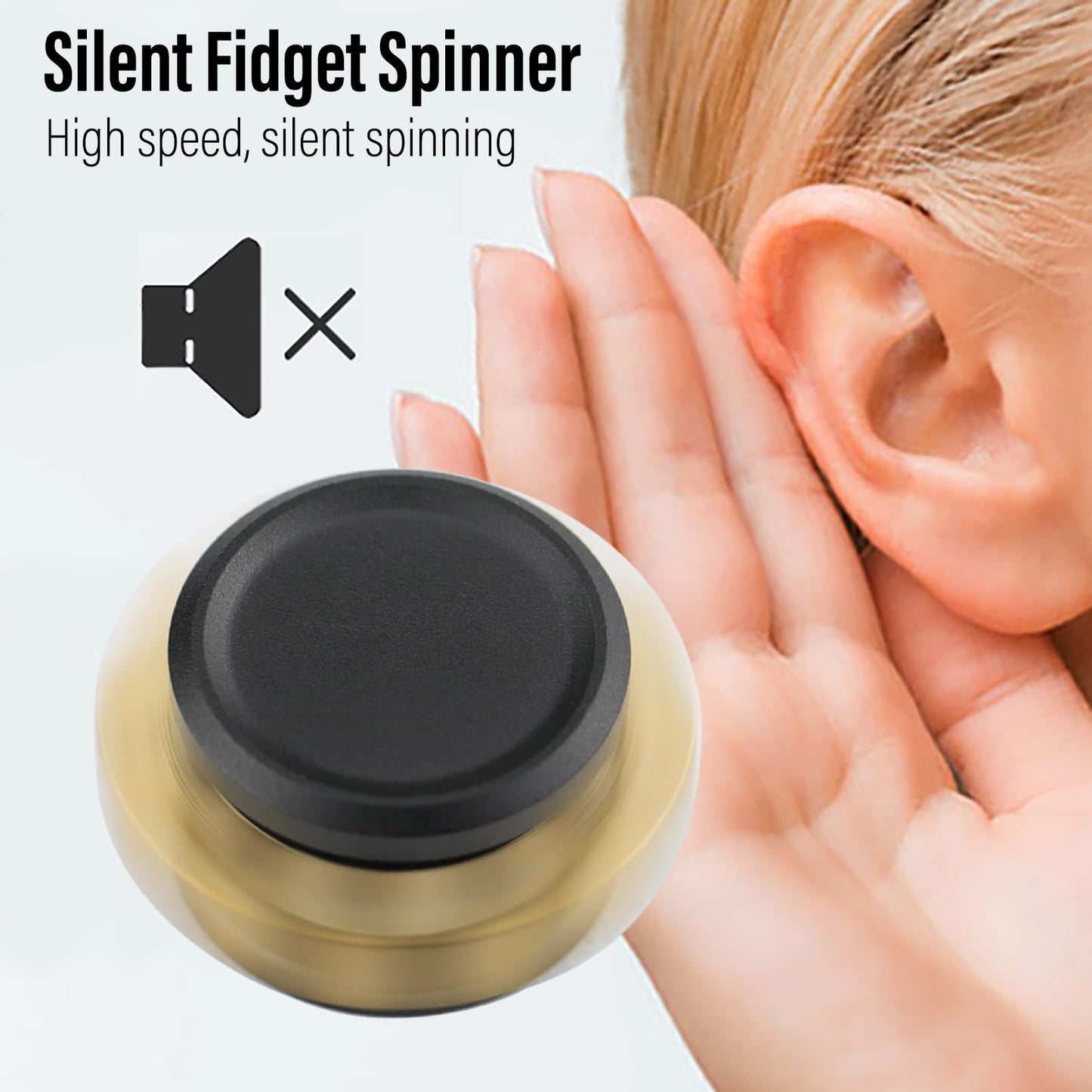 FREELOVE Gear Metal Fidget Spinner Toys for Adults, Small Mini Tiny Pockget Figette, Bike Chain, Copper Brass Hands Gyro, Quiet Silent Cool Cube for Anxiety Men (1 Gear, Black-Brass)