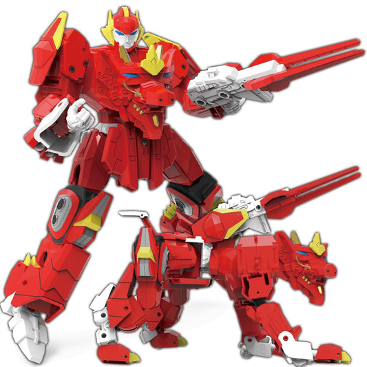Wenbeier Animal Transforming Robot Toys Kirin Action Figure for Kids 10-in Deformation Robot for Boys & Girls Ages 6 7 8 9 10 (Red)