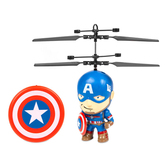 World Tech Toys Marvel Captain America Big Head Helicopter Toy – Motion Sensored Flying Toy for Kids - Marvel Licensed - Kids 6+