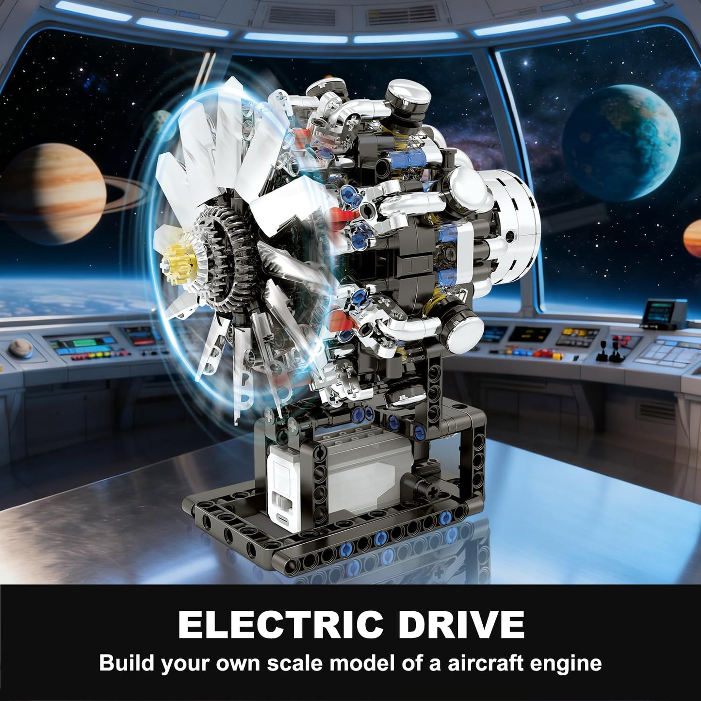 Turbojet Engine Building Set, Aircraft Engine Model kit that Run, Build Your Own Mini Aircraft Model Engine Kit with Motor, STEM Mechanical Physical Science Educational Toys for Kids Adults (558 PCS)
