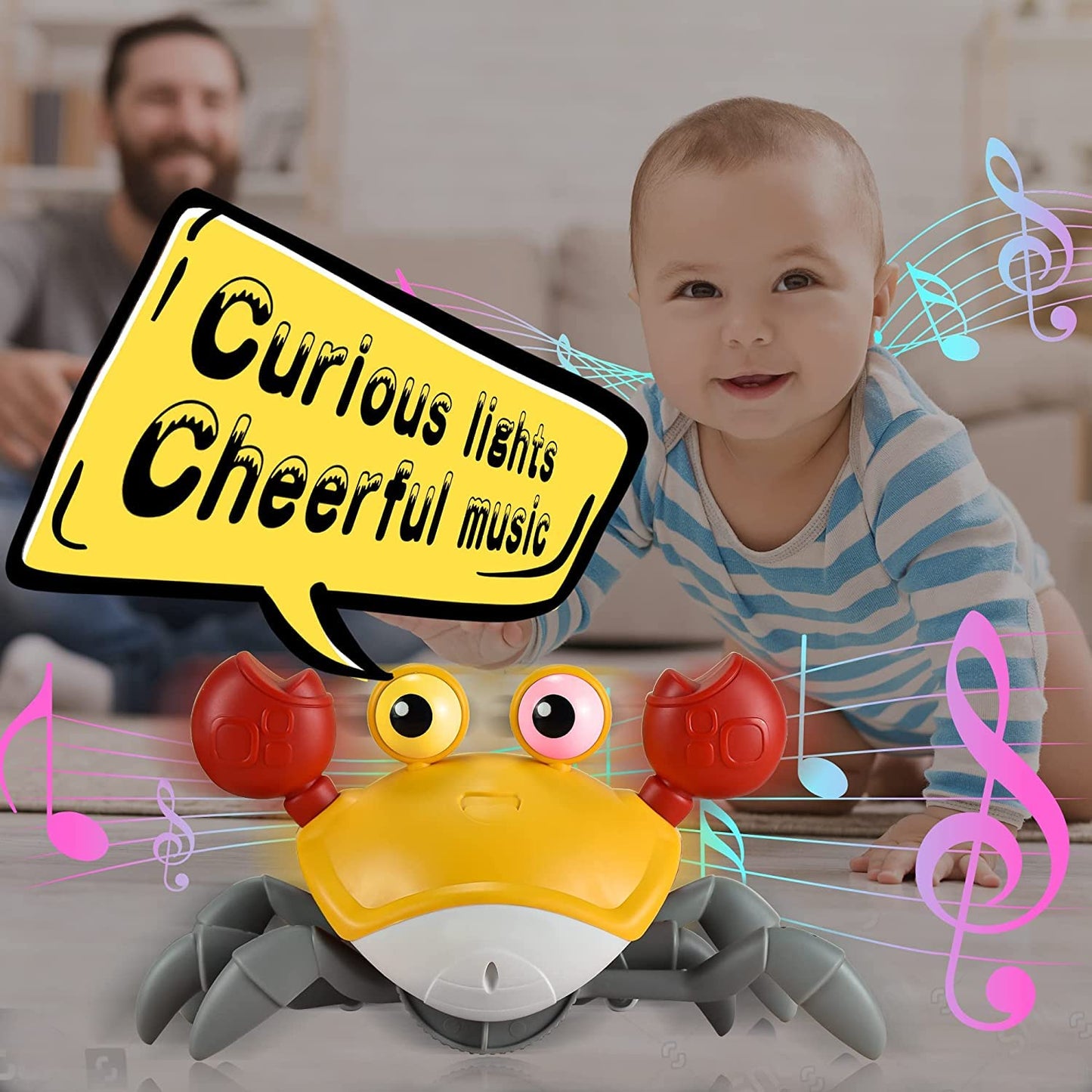 Yeaye Crawling Crab Baby Toys Infant - Tummy Time Toy Gifts for 3 4 5 6 7 8 9 10 11 12 Boy Girl with Learning Crawl System Music for 0-6 6-12 12-18 36 Months Walking Toddler Birthday Gift(Orange)