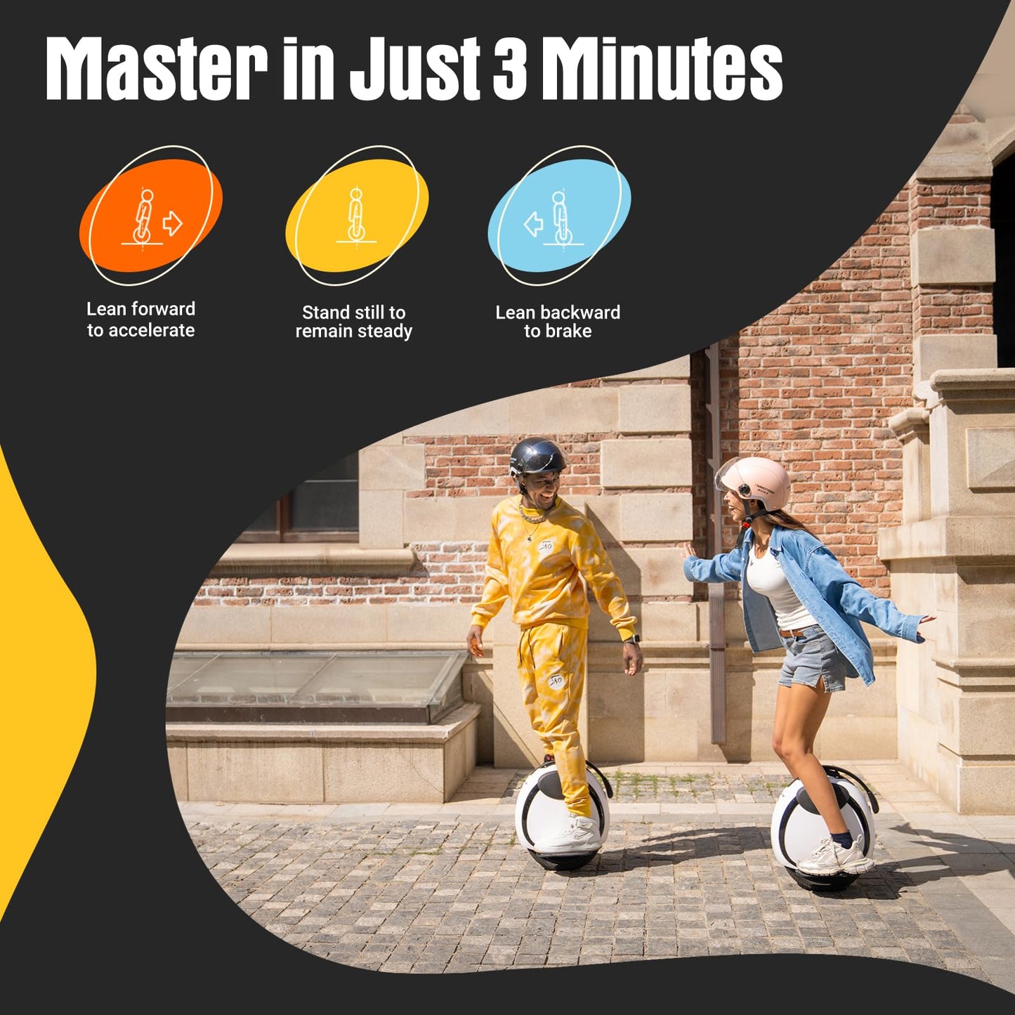 INMOTION E20 Electric Unicycle, Dual-Tire Self-Balancing Design with UL2272 Certified Safety, 14" Wheel, 900W Peak Power, Up to 18.6 Miles, 12.4 MPH, Lightweight for Easy Learning