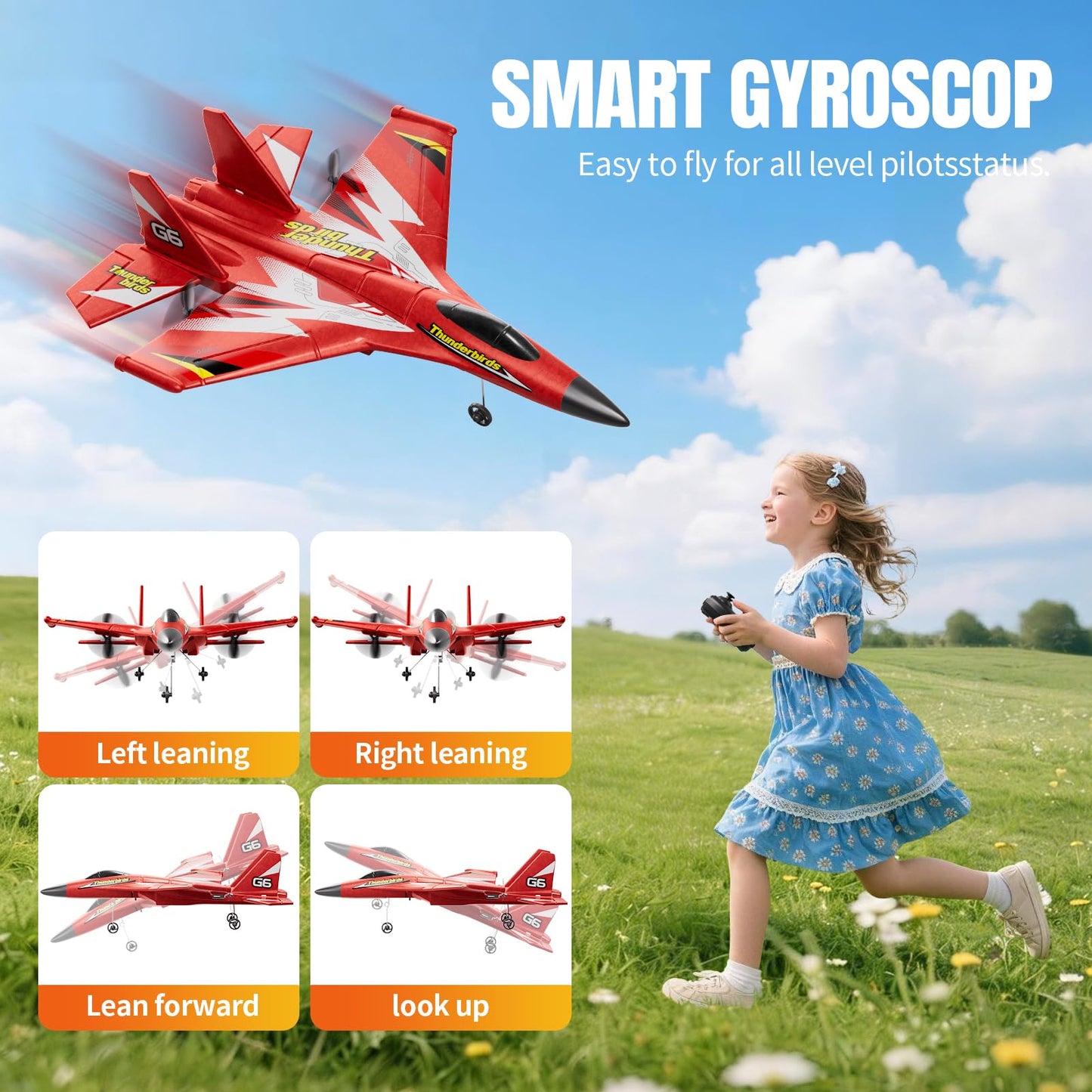 Foam RC Plane for Kids Adults Beginner, Remote Control Airplane RC Jet Helicopter Plane for Kids Adults, 2.4GHz Remote Control Fighter Toys with Gyro Stabilizer Easy to Fly Outdoor Toy for Kids Boys