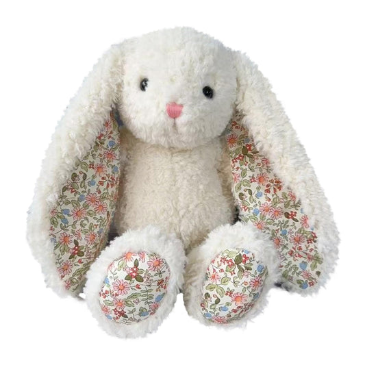 okegztoa Floral Bunny Stuffed Animal Cream French Style Blossom Romantic Rabbit Plush Toy Easter Stuffers Birthday Gifts Girlfriend Kids Party Favors Home Aesthetic Bedroom Decoration 8.7 Inch 9.5 oz