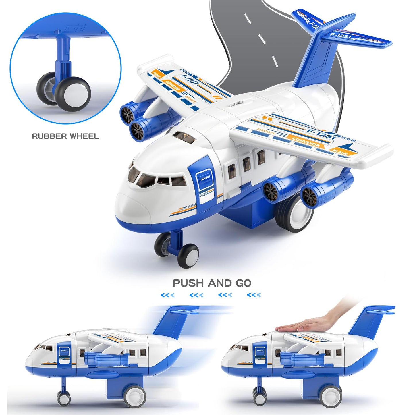 DULONIME Airplane Toys for Toddlers 3-5 - Car Race Tracks for Kids Ages 4-8 with 8 Small Car Toys, Educational Toys for Kids Ages 4-8, Birthday Gifts for Boys 3-5, Birthday Gifts for Boys Girls 4-7