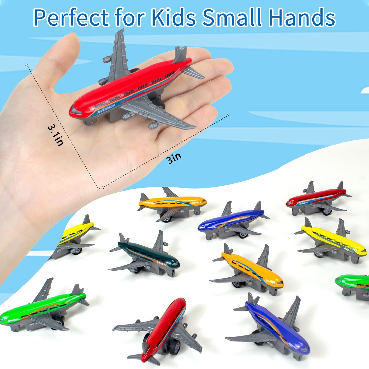 15 Pack Airplane Toys Goodie Bag Stuffers, Mini Diecast Toy Airplane for Boys 3 4-8 Years, Pull Back Alloy Model Planes Toys for Kids Birthday Party Favors, 6 Colors