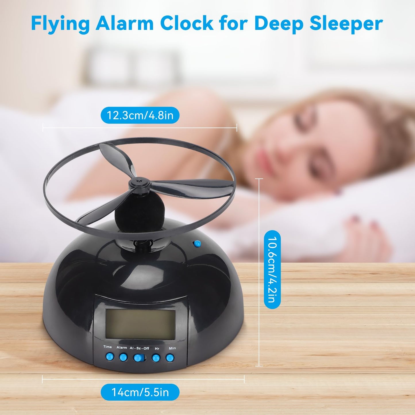 Flying Alarm Clock with Helicopter Propeller – Moving Alarm Clock on Wheels for Heavy Sleepers, Digital LED Run Away Gadget Clock, Creative Gift for Bedroom & Office Use