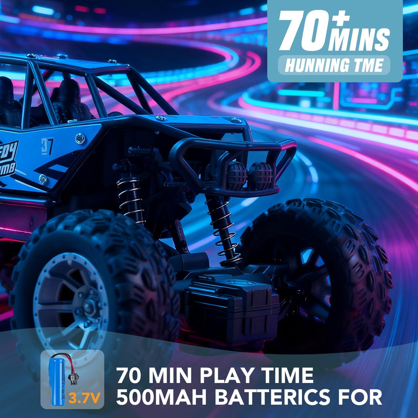 NXD RC Truck, 1:18 Remote Control Car with Spray & Light, 4WD All Terrain Off-Road Monster Truck Toys, 2.4 GHz RC Cars for Kids Age 6 7 8 9 10 11 12, Gift for Boys Girls (Red)