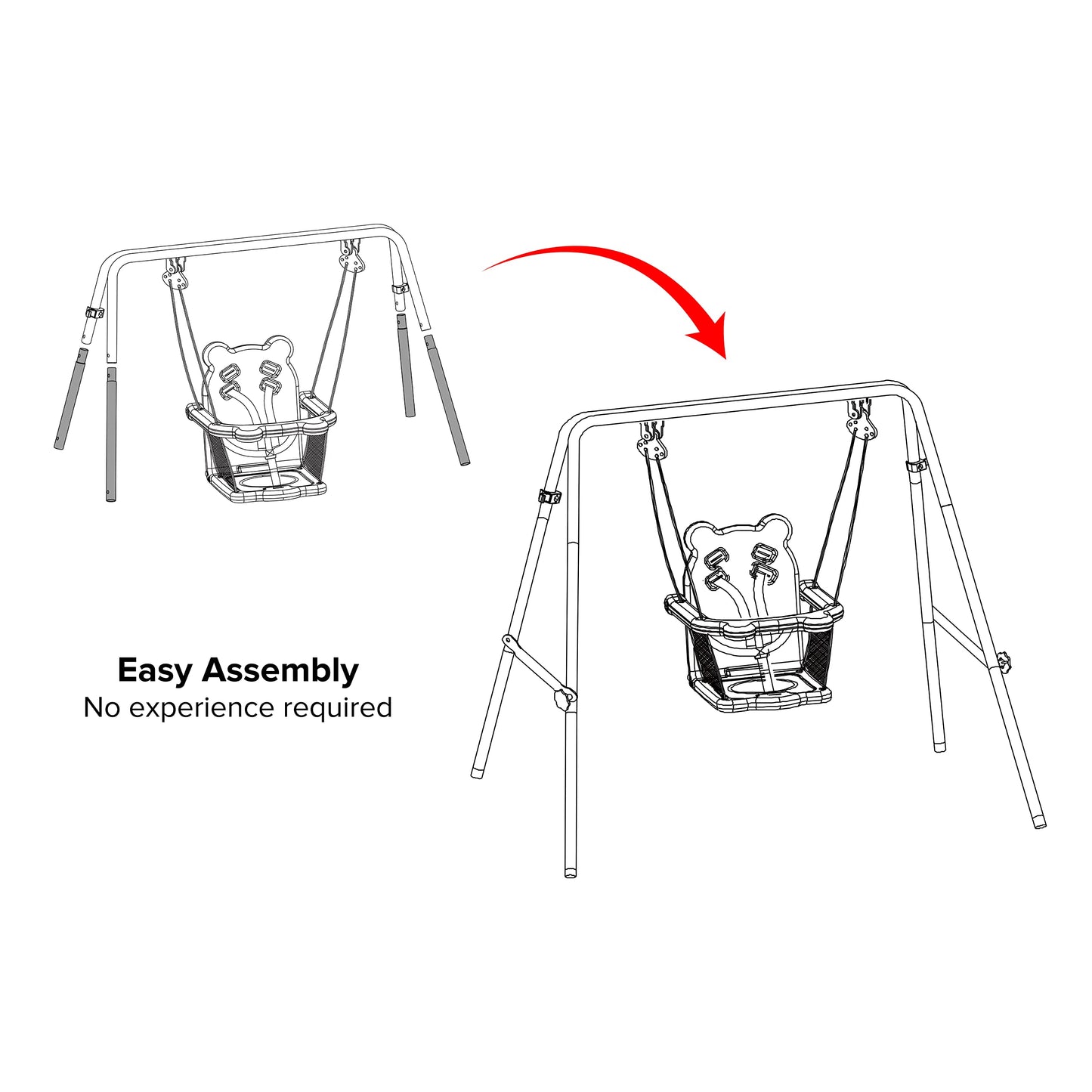Sportspower My 1st Toddler Swing - Heavy-Duty Baby Indoor/Outdoor Swing Set with Safety Harness, Blue, 52"L x 55"W x 47"H