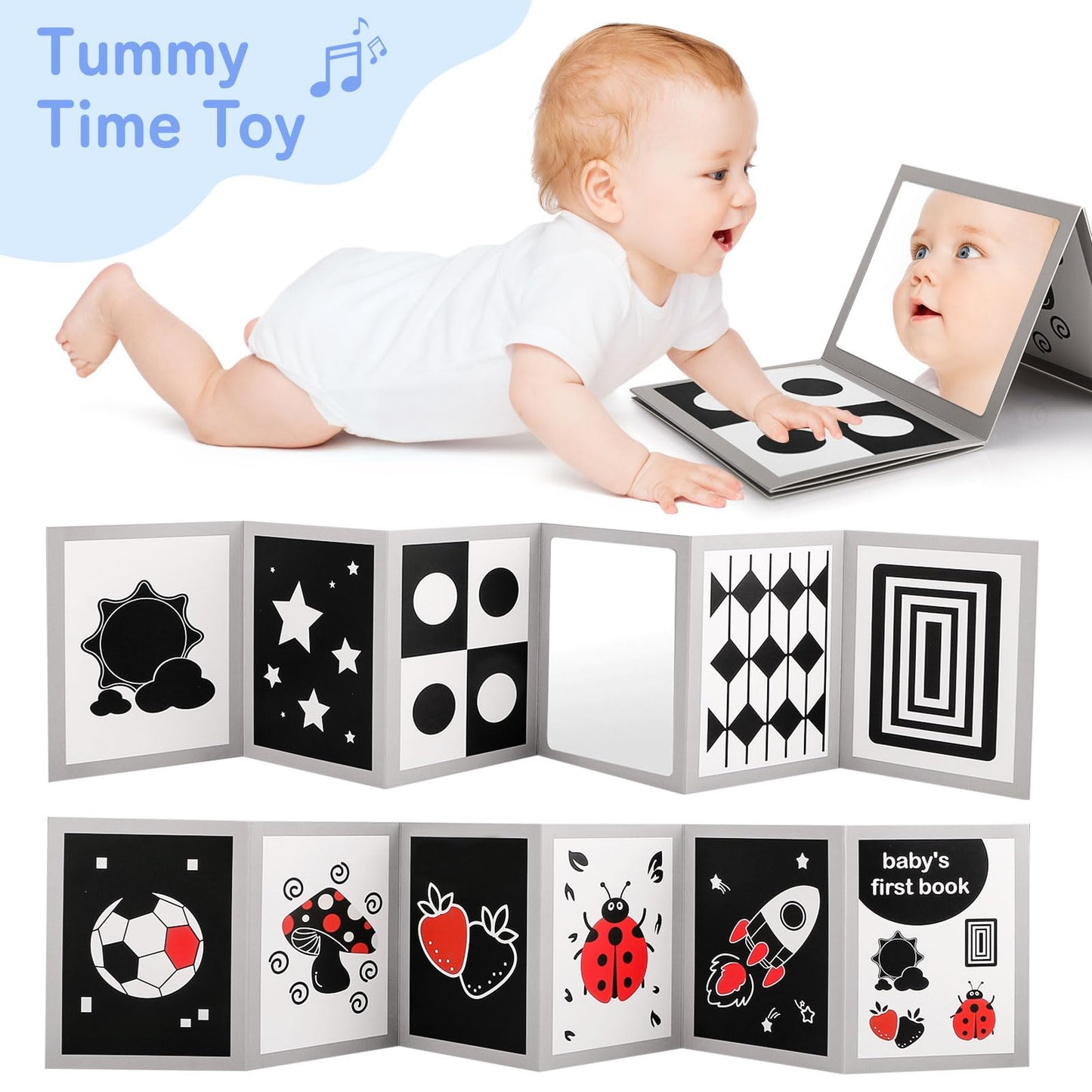 Flyxingxia High Contrast Baby Toys for Newborn, Black and White Baby Sensory Toys for 0-6-12 Months Brain Development, Montessori Infant Toys for Baby Boy Girl Shower Gifts