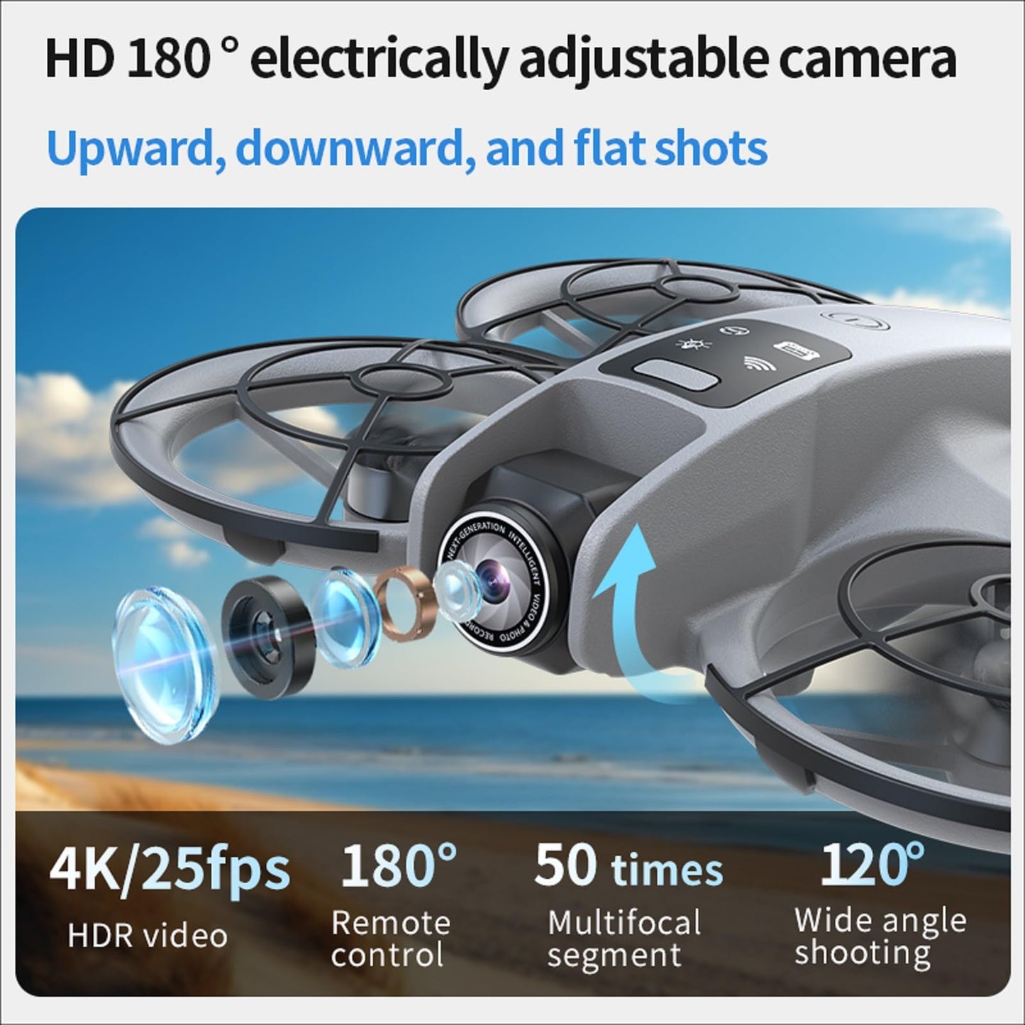 elecci Big-Size K200 Max Drone with 4.8-Inch Screen Controller with SD Card, Two-batteries, Brushless Motor, Optical Flow Positioning, with Black Outdoor Carrying Case.