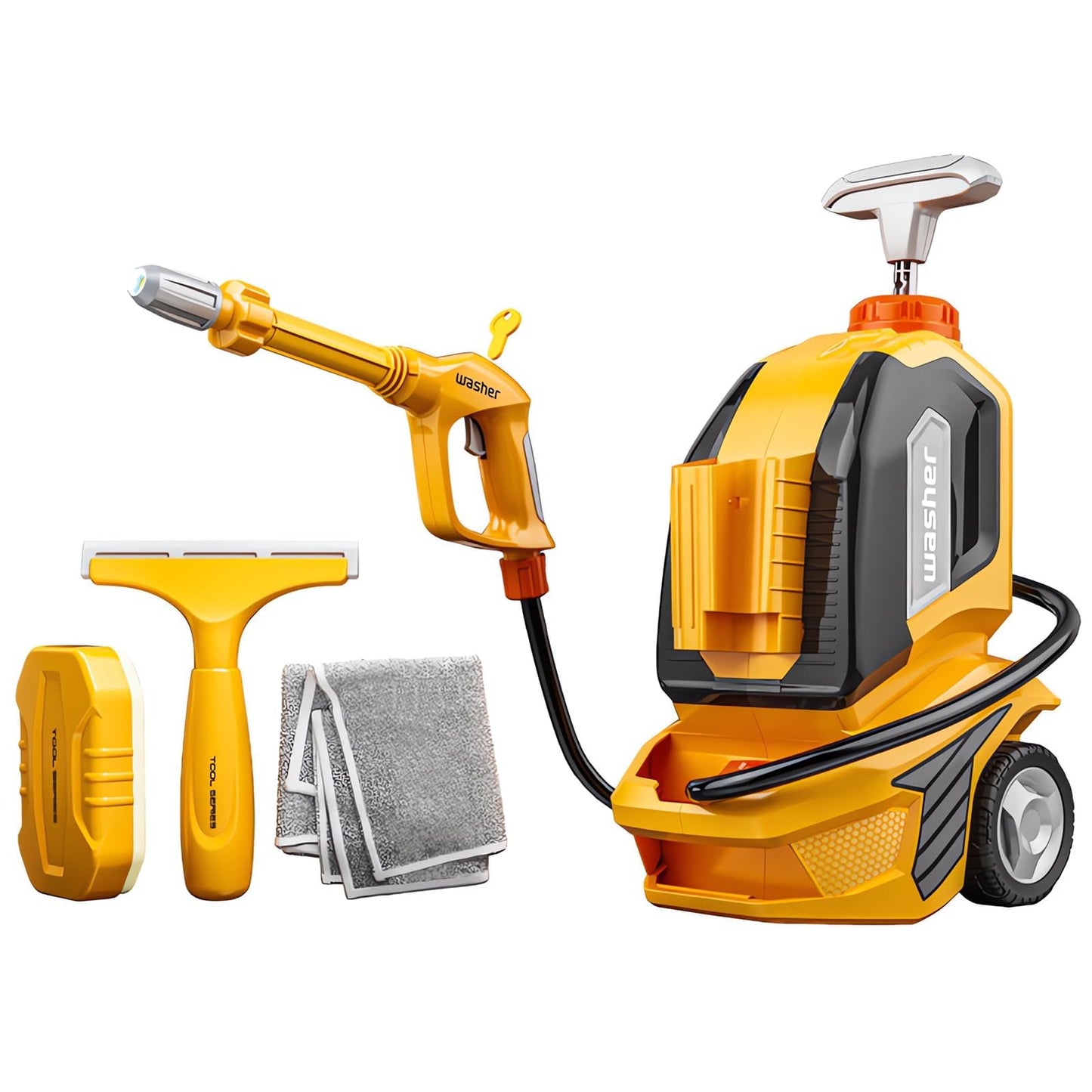 YEIBOBO ! Kids Water Pressure Washer Tools and Toys,Car Washer with Scraper Sponge Towel,Toddler Pretend Playing Tools Car Wash Gun Manual Pressure,Role Playing Toy Water Gun Gift for Boys Girls…