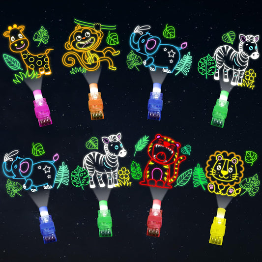 Oitnlaughter 36Pcs Safari Animal LED Finger Lights for Kids Jungle Animal Party Favors Glow in the Dark Light Up Finger Light Bulk for Birthday Party Goodie Bag Stuffer Birthday Gifts Prize
