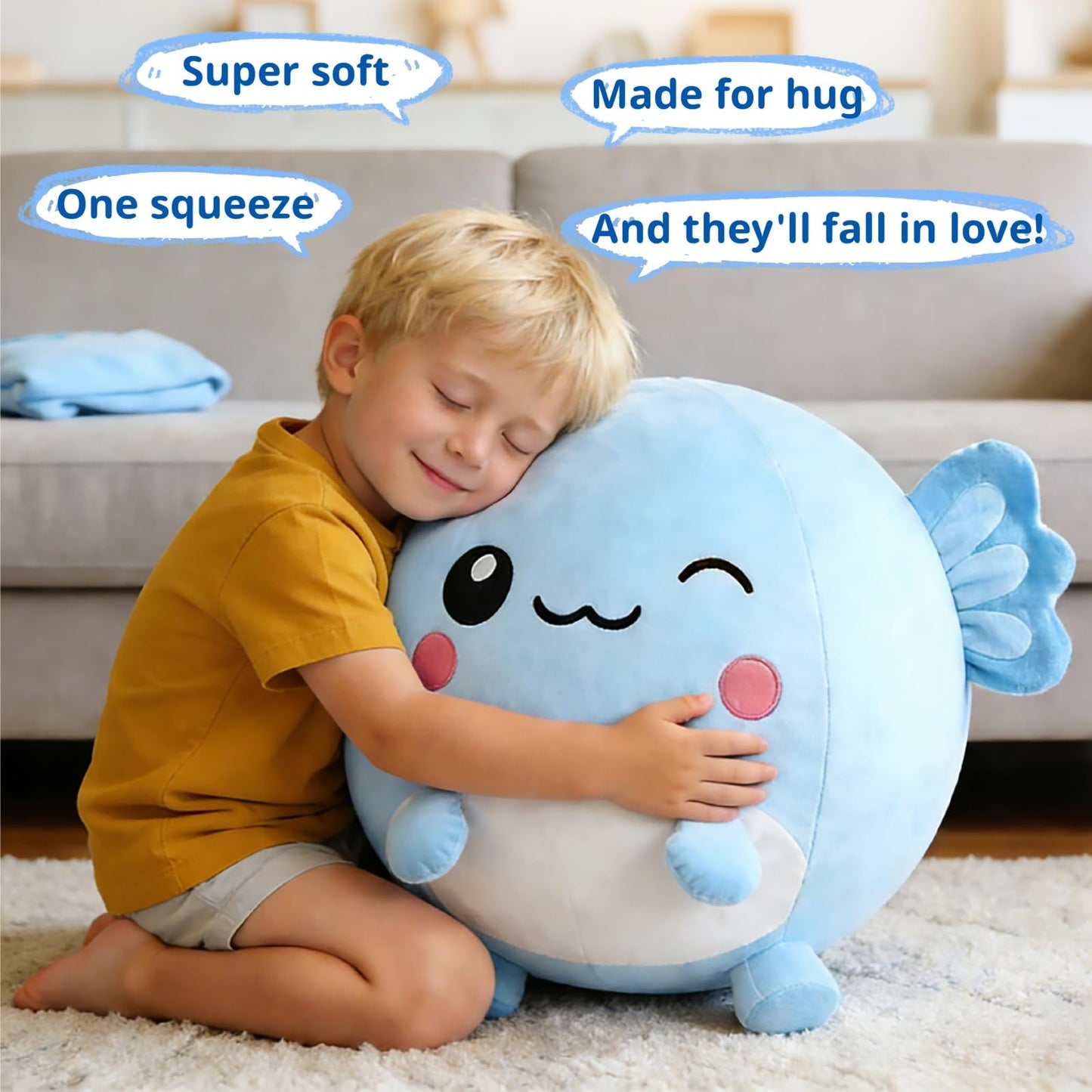 Lechonix Bouncing Balls for Kids, 29in/73cm Axolotl Plush Axolotl Toys for Girls, Inflatable Ride on Bouncer W/Pump Bounce Ball Support Up to 176 Pounds, Indoor Outdoor, Blue(5-7 Years)