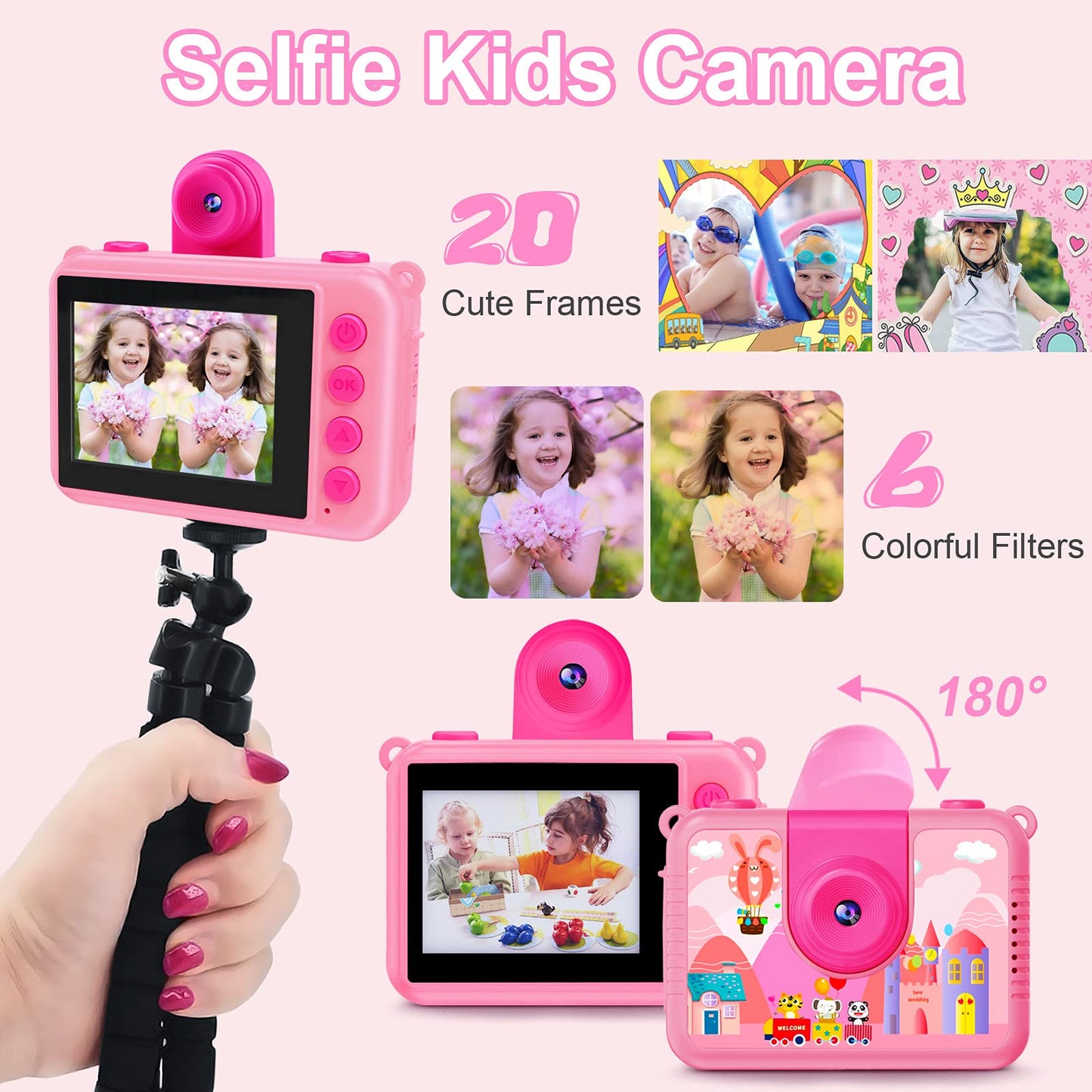 Pool Toy & Kids Underwater Camera - 99FT Waterproof Kid Action Camera 1080P Video&20MP Photo with Flip Lens, Includes 32GB Card for Diving Swimming Beach Snorkeling,Birthday Gift for Girls - GKTZ