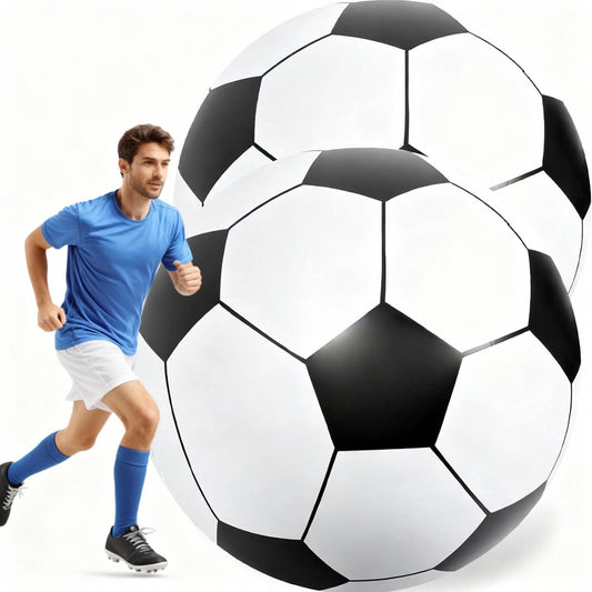 Lewtemi 2 Pcs 40 Inch Giant Inflatable Soccer Ball Large Huge Beach Balloons Oversized Football Sport Birthday Party Decoration Favor Gift Pool Supplies for Outdoor Piñata Activity(Black)