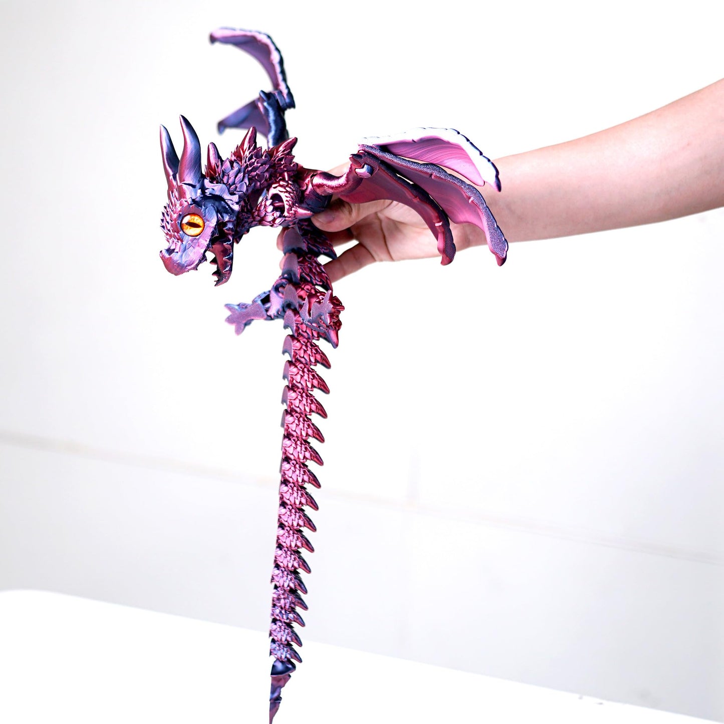 22inch 3D Printed Dragon with Wing,Cool Flying Dragon Movable Mouth,Flexible Joint Animal lacertid Pterosaur Figurines,Home Office Decor,Fidget Toys for Adults Teens,Surprise Fantasy Gifts (RBL)