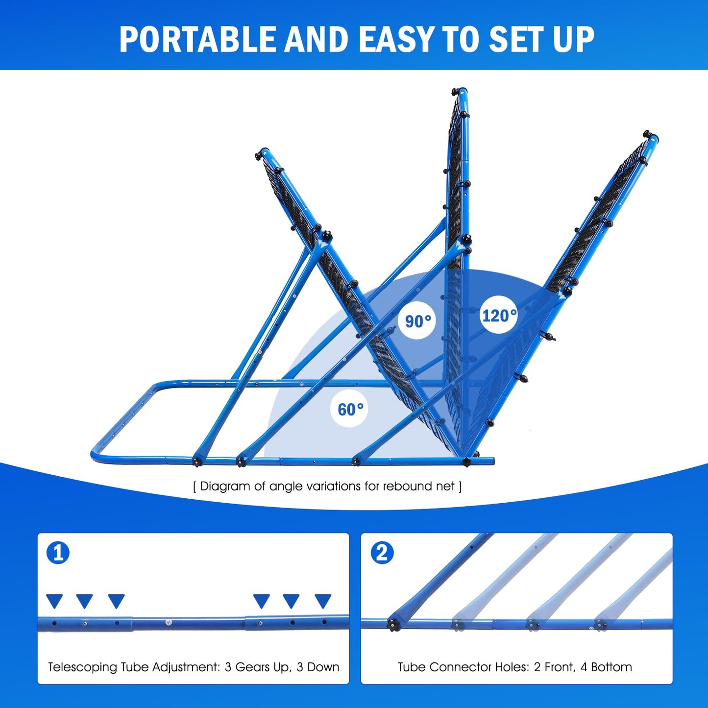 7x4FT Soccer Baseball Rebounder Net, Quick-Switch Angle Softball Pitch Back Net Volleyball Soccer Training for Control, Passing Practice, Bounce Back Rebounder Gifts & Equipment for Kids,Teens & Adult