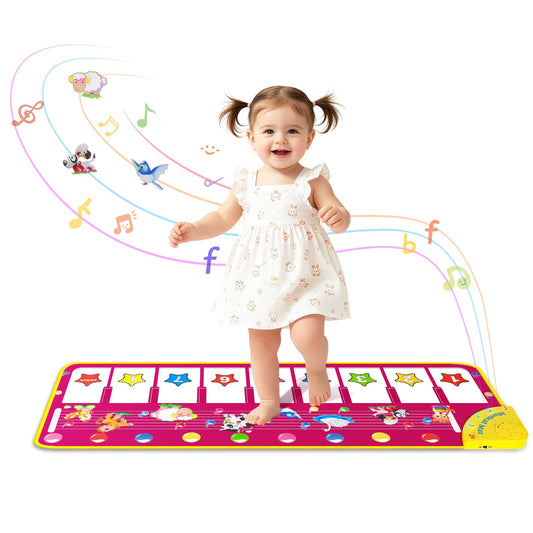 M SANMERSEN Floor Piano Mat, Toddler Toys Musical Mat, Keyboard Floor Play mat 39.5" Electronic Music Animal Touch Play Blanket Funny Xmas Gift Toy for 1 2 3 Year Old