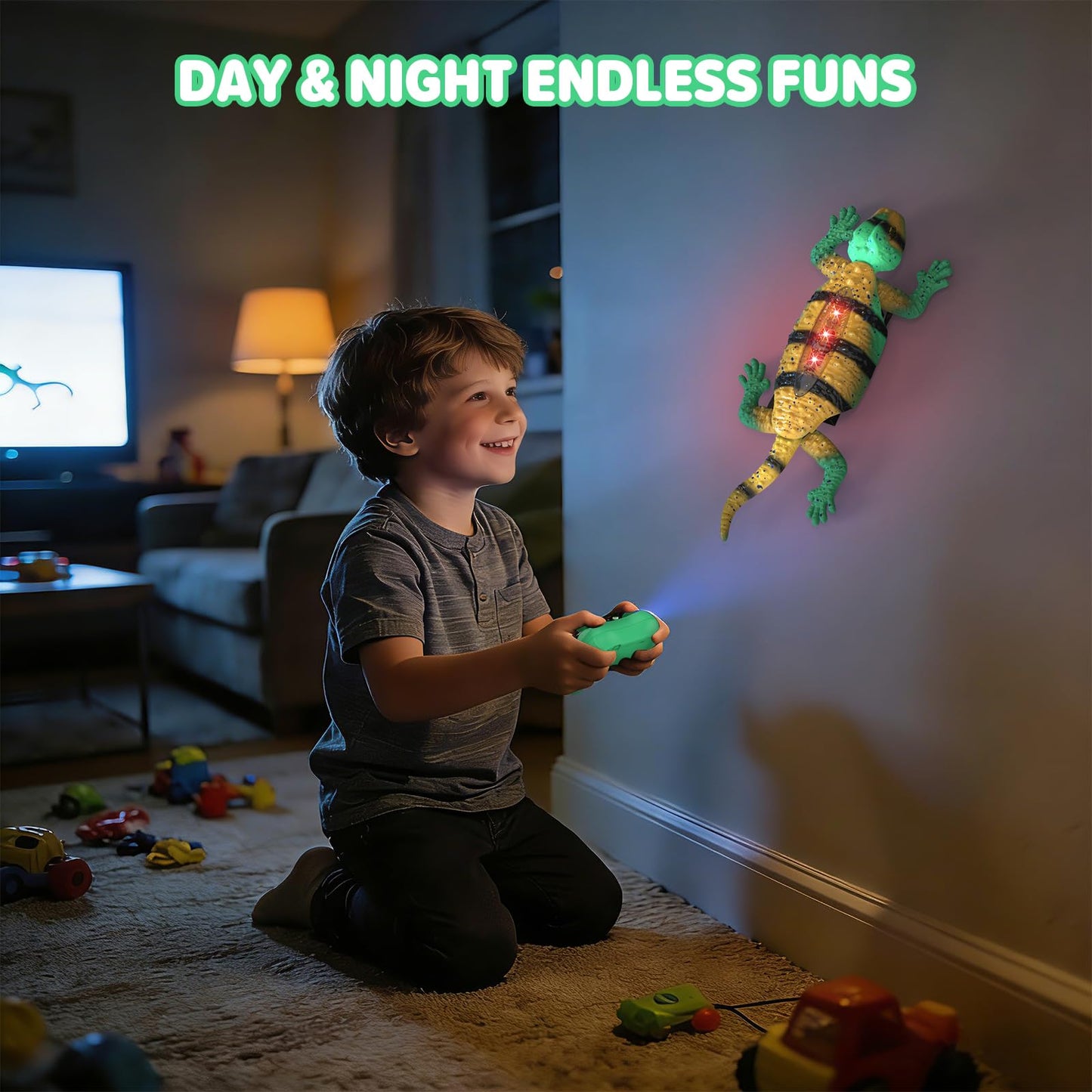 JESKH RC Wall Crawler Gecko, Remote Control Electric Lizard, Crawler Gecko with Glowing LED Light, Wall Climbing RC Robot Kids Toys for Boys & Girls Ages 3+ Years Up