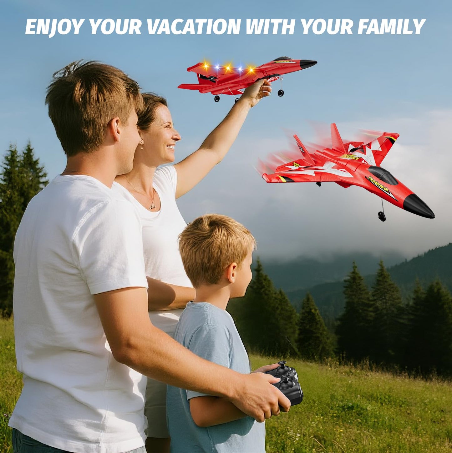 Foam RC Plane Toys with 3 Batteries, Remote Control Airplane RC Jet Helicopter Drone Plane for Kids Adults, Easy to Fly RC Fighter, Remote Control Aircraft with Automatic Balance Gyro for Adult Kids