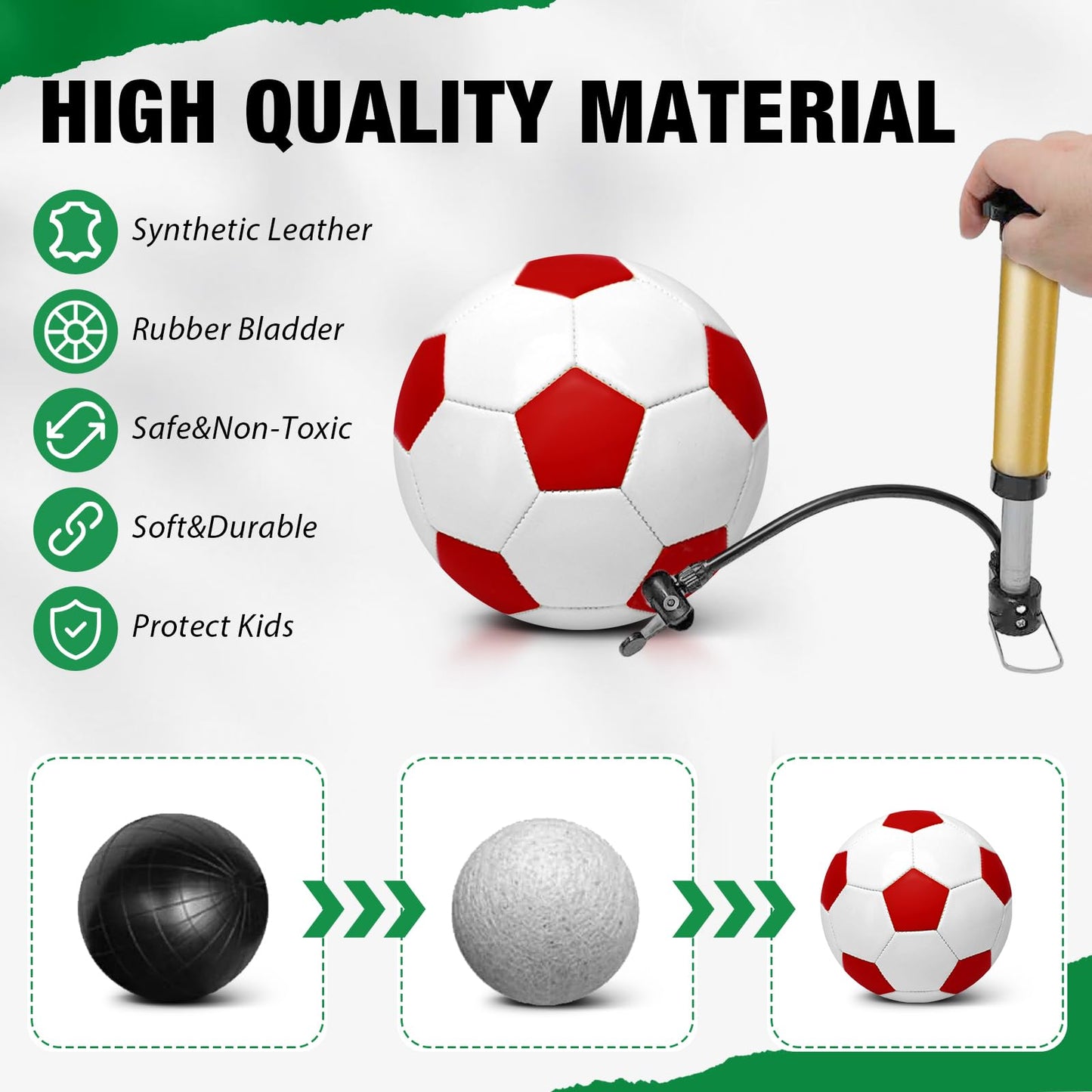 yasuwekik 2 Pack Operation Christmas Deflated Soccer Ball with Pump for Child Size 3,Size 4,Size 5 (Color, Size 3)