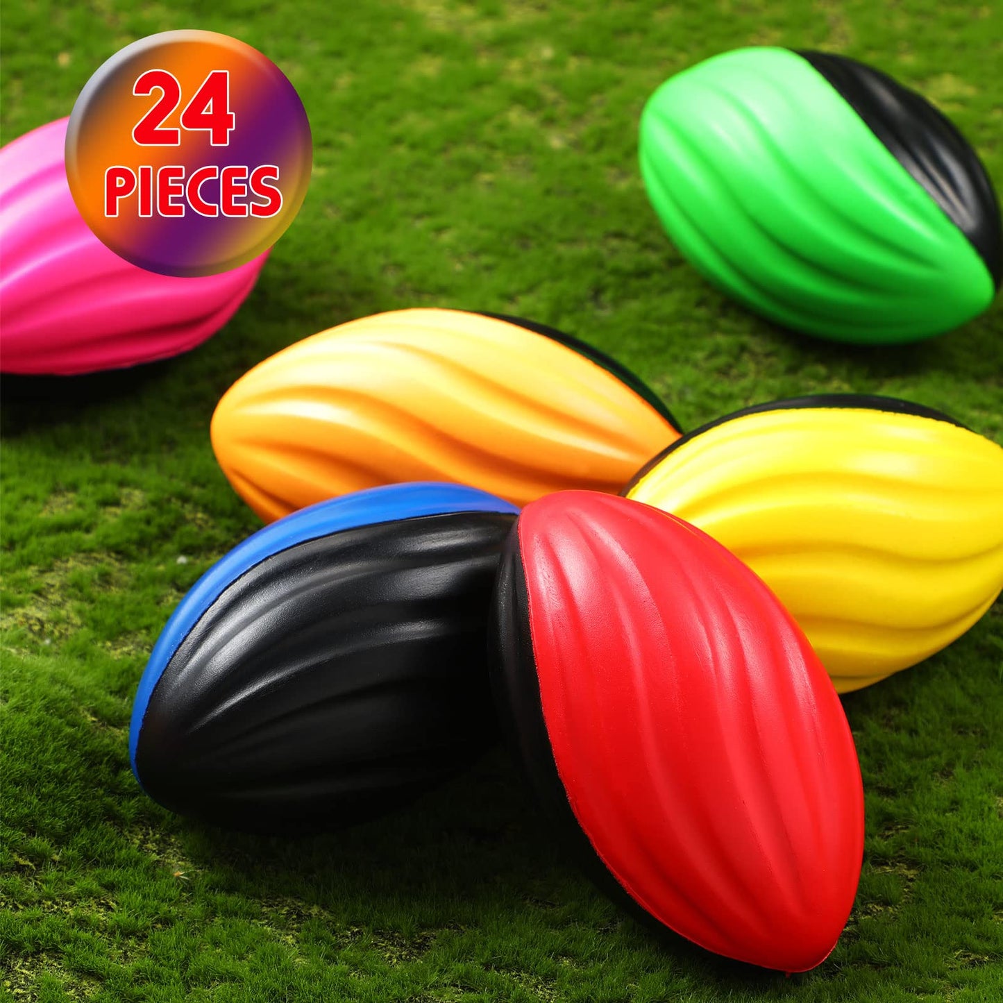Jerify 24 Pack Foam Footballs 4.72 Inch Bulk Mini Spiral Football Toys Easy Grip Waterproof Small Soft Emulation Foam Footballs for Kids Indoor Outdoor Play Game Football Party Favors(Spiral Style)