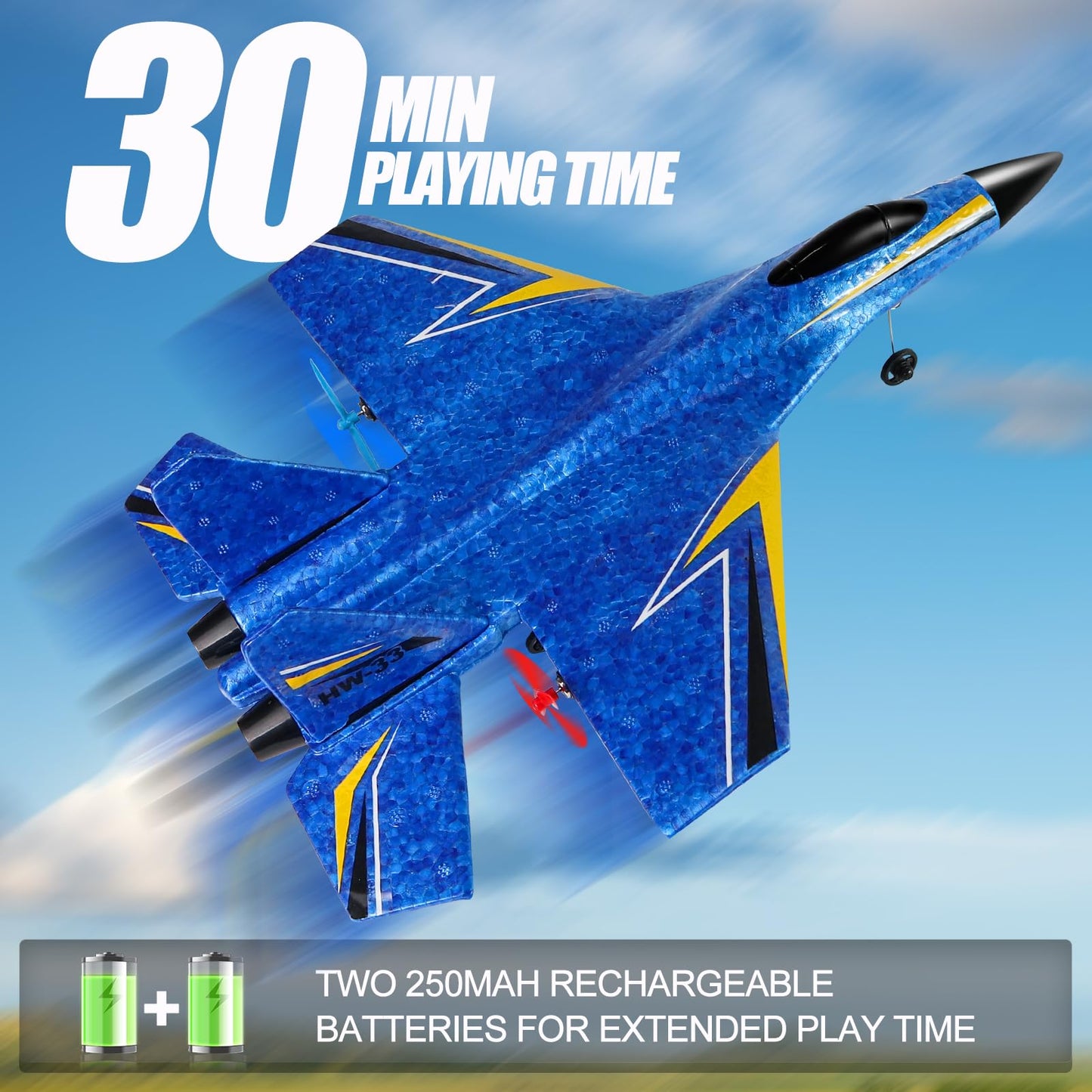 crohorizon Remote Control Airplane for Kids, 2 Channels Foam RC Planes Jet Wireless Toy,Hobby RC Glider Aircraft for Beginners Teen Boys Girls Adult Blue