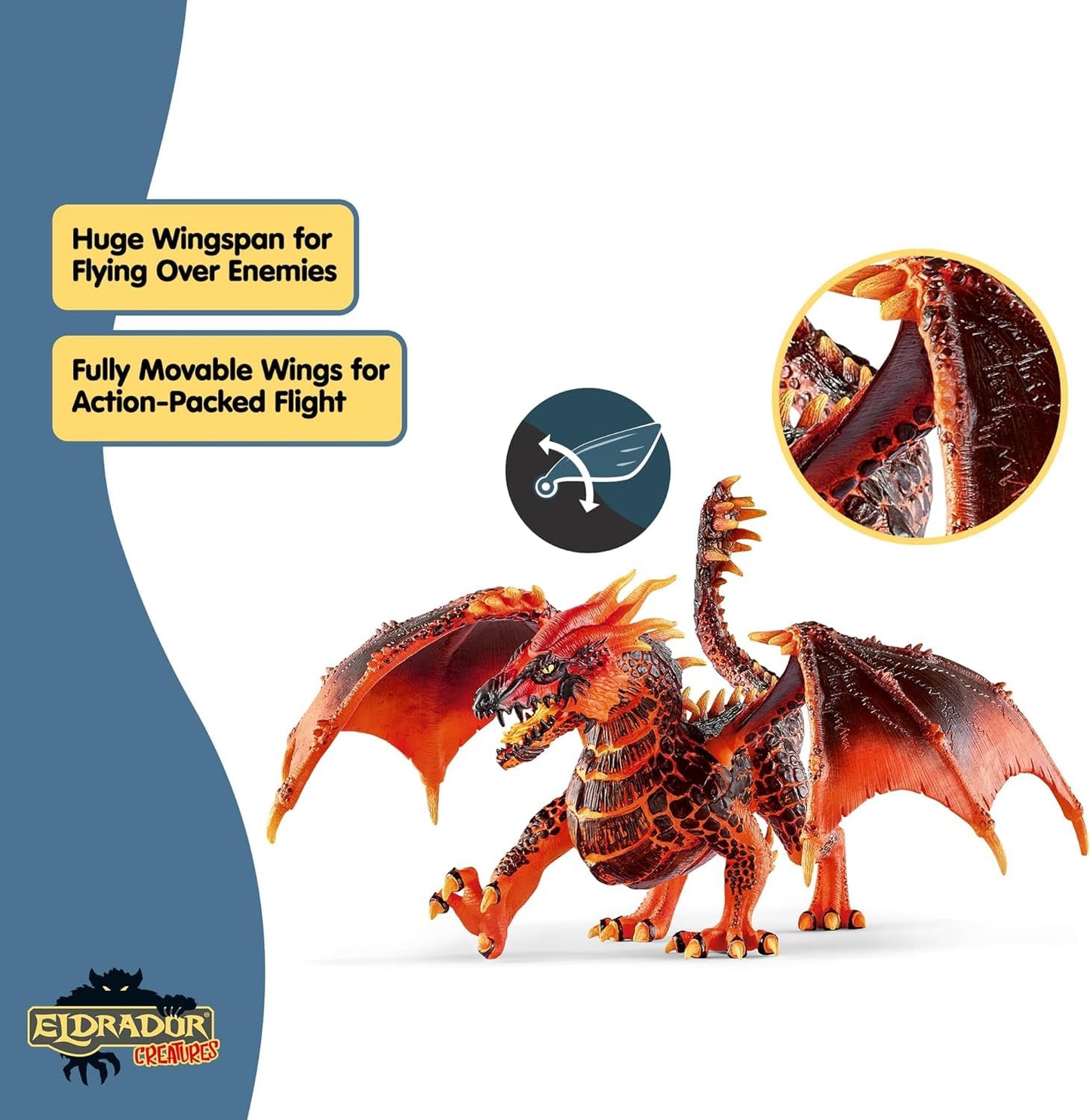 Schleich Eldrador Creatures - 8" Lava Dragon Toy - Movable Wing Action Figure for Boys and Girls - Mythical Creature Figures - Fantasy Beast Figurine - Red Monster Dragon Toys - Kids Ages 7+ | 70138
