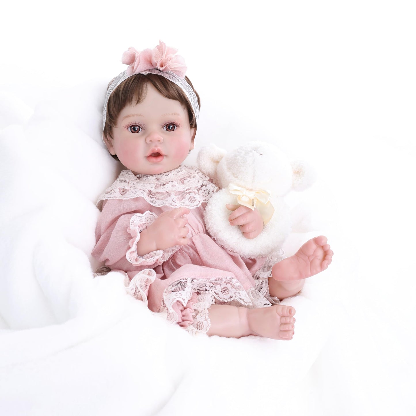 Cloveray 20inch Large Realistic Reborn Baby Doll Hand-Rooted Hair Lifelike Baby Dolls with Accessories for 3+ Year Old Girls Gifts, Pretend Play, Collection