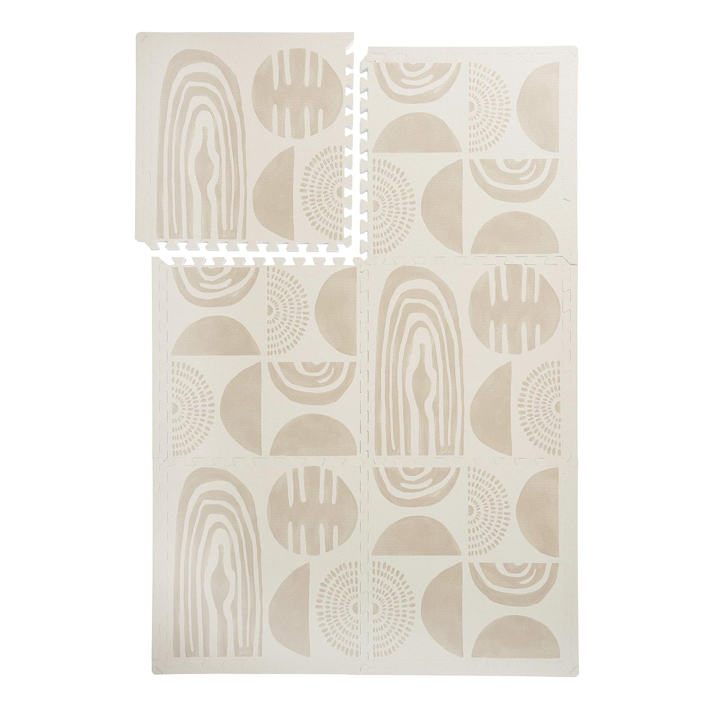 PopsyKosy Premium Baby Floor Play Mat - Extra Thick & Cushioned 1 inch Playroom Foam Mat, Non-Toxic Odorless - 6 Tiles - Spacious 6x4 ft. - Stylish & Large, Waterproof for Kids & Toddlers- Desert Sand