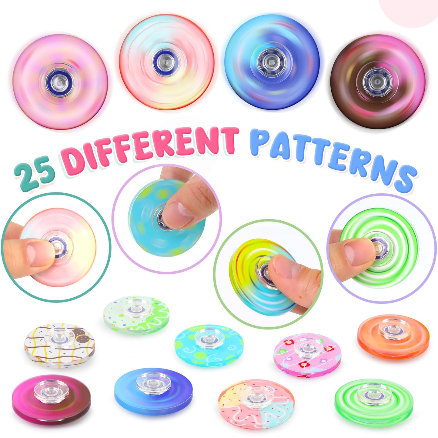 25 Pack Fidget Spinner for Kids Mini Sensory Fidget Toys Bulk Adults Kids with Autism ADHD, Fidgets Classroom Prizes Anxiety Toys Stress Relief Birthday Party Favors Treasure Prize Box Toys