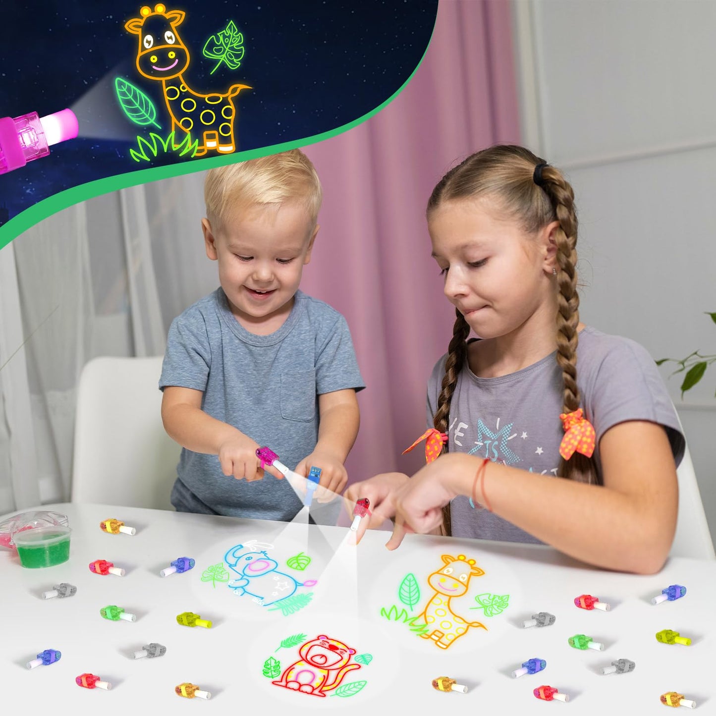 Oitnlaughter 36Pcs Safari Animal LED Finger Lights for Kids Jungle Animal Party Favors Glow in the Dark Light Up Finger Light Bulk for Birthday Party Goodie Bag Stuffer Birthday Gifts Prize